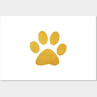 Golden dog footprint-White Posters and Art